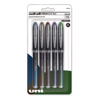 uniball® VISION ELITE BLX Series Hybrid Gel Pen, Stick, Fine 0.5 mm, Assorted Ink and Barrel Colors, 5/Pack OrdermeInc OrdermeInc