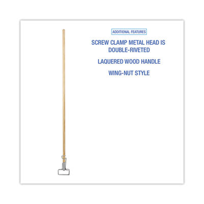 BOARDWALK Spring Grip Metal Head Mop Handle for Most Mop Heads, Wood, 60", Natural - OrdermeInc