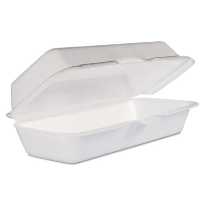DART Foam Hinged Lid Container, Hot Dog Container, 3.8 x 7.1 x 2.3, White,125/Bag, 4 Bags/Carton - OrdermeInc
