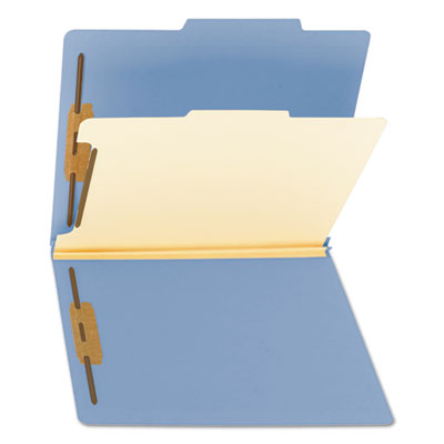 Smead™ Top Tab Classification Folders, Four SafeSHIELD Fasteners, 2" Expansion, 1 Divider, Letter Size, Blue Exterior, 10/Box OrdermeInc OrdermeInc