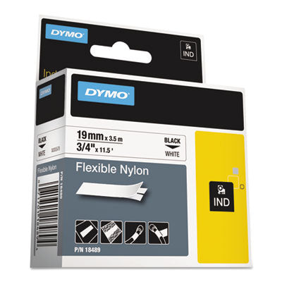 Rhino Flexible Nylon Industrial Label Tape, 0.75" x 11.5 ft, White/Black Print OrdermeInc OrdermeInc