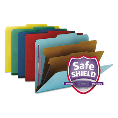 Smead™ Six-Section Pressboard Top Tab Classification Folders, Six SafeSHIELD Fasteners, 2 Dividers, Letter Size, Assorted, 10/Box OrdermeInc OrdermeInc