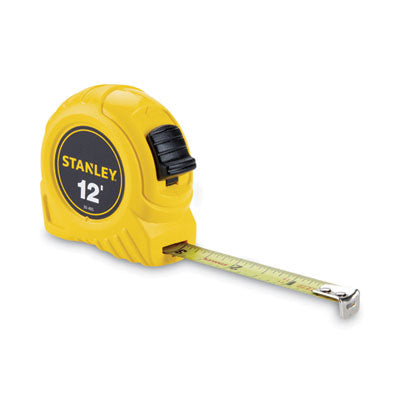 Stanley Bostitch® Power Return Tape Measure w/Belt Clip, 0. 12ft, Yellow - OrdermeInc