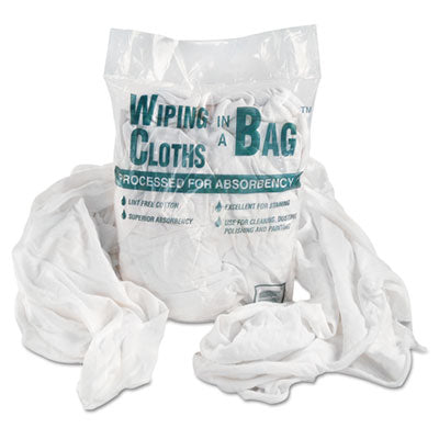 General Supply Bag-A-Rags Reusable Wiping Cloths, Cotton, White, 1 lb Pack - OrdermeInc