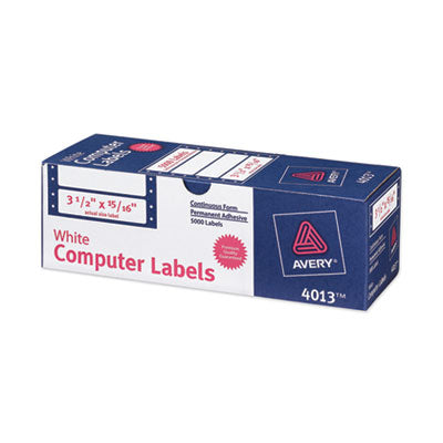 AVERY PRODUCTS CORPORATION Dot Matrix Printer Mailing Labels, Pin-Fed Printers, 0.94 x 3.5, White, 5,000/Box