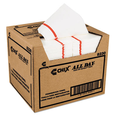 Chix® Foodservice Towels, 1-Ply, 12.25 x 21, White/Red Stripe, 200/Carton OrdermeInc OrdermeInc