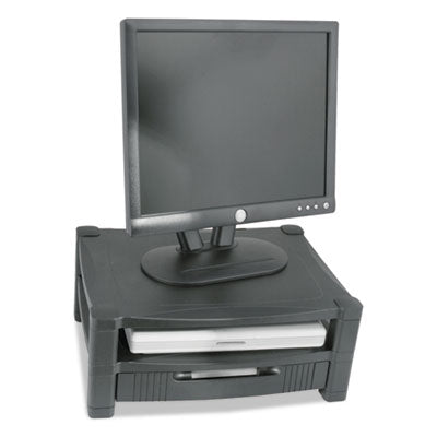 Two-Level Monitor Stand, 17" x 13.25" x 3.5" to 7", Black, Supports 50 lbs - OrdermeInc