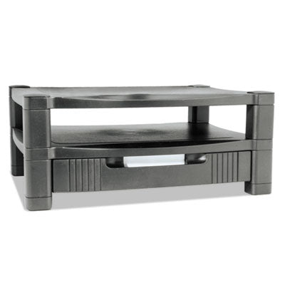 Two-Level Monitor Stand, 17" x 13.25" x 3.5" to 7", Black, Supports 50 lbs - OrdermeInc