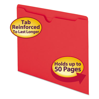 Colored File Jackets with Reinforced Double-Ply Tab, Straight Tab, Letter Size, Red, 100/Box OrdermeInc OrdermeInc