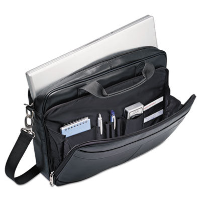 Leather Slim Brief, Fits Devices Up to 15.6", Genuine Leather, 15.75 x 2.5 x 11.75, Black OrdermeInc OrdermeInc