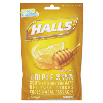 Triple Action Cough Drops, Honey-Lemon, 30/Bag, 12 Bags/Box OrdermeInc OrdermeInc