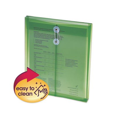 Smead™ Poly String and Button Interoffice Envelopes, Open-End (Vertical), 9.75 x 11.63, Transparent Green, 5/Pack - OrdermeInc