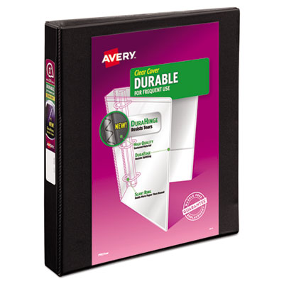 AVERY PRODUCTS CORPORATION Durable View Binder with DuraHinge and Slant Rings, 3 Rings, 1" Capacity, 11 x 8.5, Black
