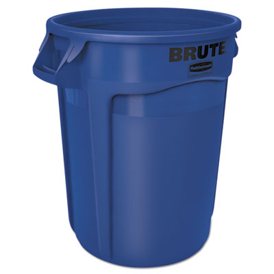 Rubbermaid® Commercial Vented Round Brute Container, 32 gal, Plastic, Blue OrdermeInc OrdermeInc