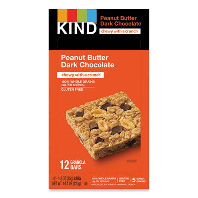 KIND Healthy Grains Bar, Peanut Butter Dark Chocolate, 1.2 oz, 12/Box OrdermeInc OrdermeInc