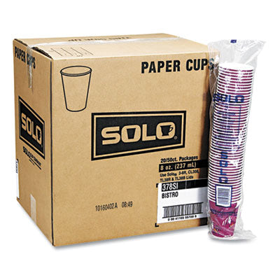 DART Paper Hot Drink Cups in Bistro Design, 10 oz, Maroon, 1,000/Carton - OrdermeInc