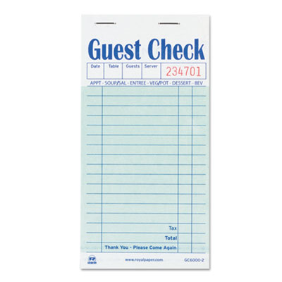 AMERCAREROYAL Guest Check Pad, 17 Lines, Two-Part Carbon, 3.5 x 6.7, 50 Forms/Pad, 50 Pads/Carton - OrdermeInc