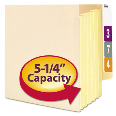 Manila End Tab File Pockets with Tyvek-Lined Gussets, 5.25" Expansion, Letter Size, Manila, 10/Box OrdermeInc OrdermeInc