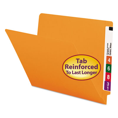 Smead™ Shelf-Master Reinforced End Tab Colored Folders, Straight Tabs, Letter Size, 0.75" Expansion, Orange, 100/Box OrdermeInc OrdermeInc