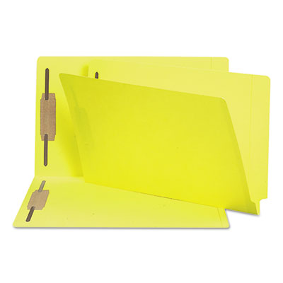 Smead™ Heavyweight Colored End Tab Fastener Folders, 0.75" Expansion, 2 Fasteners, Legal Size, Yellow Exterior, 50/Box OrdermeInc OrdermeInc