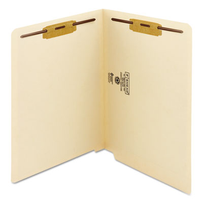 Smead™ End Tab Fastener Folders with Reinforced Straight Tabs, 11-pt Manila, 2 Fasteners, Letter Size, Manila Exterior, 50/Box OrdermeInc OrdermeInc