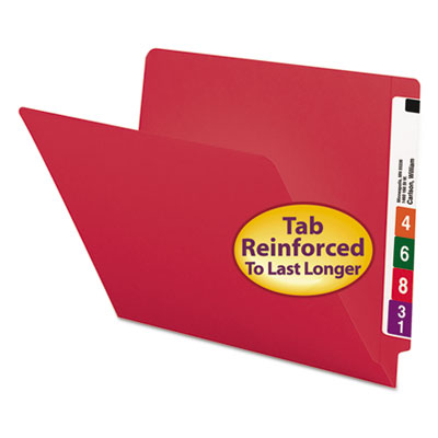 Smead™ Shelf-Master Reinforced End Tab Colored Folders, Straight Tabs, Letter Size, 0.75" Expansion, Red, 100/Box OrdermeInc OrdermeInc