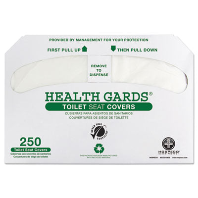 Health Gards Green Seal Recycled Toilet Seat Covers, 14.25 x 16.75, White, 250/Pack, 4 Packs/Carton OrdermeInc OrdermeInc