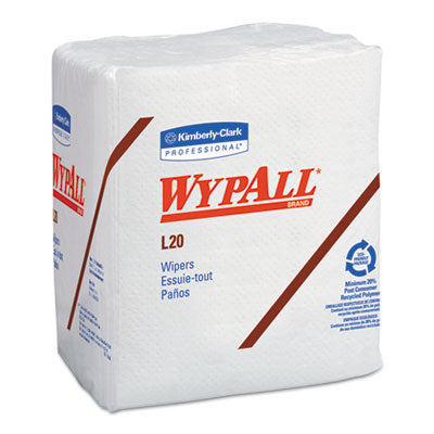 WypAll® L20 Towels, 1/4 Fold, 4-Ply, 12.5 x 13, Unscented, White, 68/Pack, 12 Packs/Carton - OrdermeInc