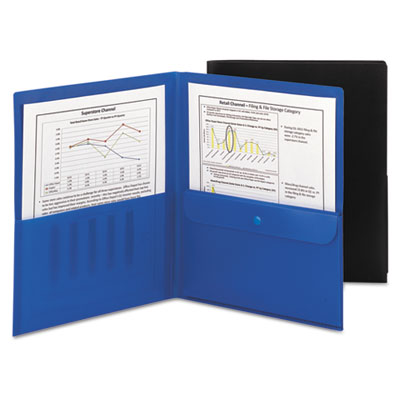 Poly Two-Pocket Folder with Security Pocket, 11 x 8 1/2, Blue, 5/Pack OrdermeInc OrdermeInc