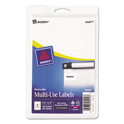Removable Multi-Use Labels, Inkjet/Laser Printers, 1.5 x 3, White, 3/Sheet, 50 Sheets/Pack, (5440) OrdermeInc OrdermeInc