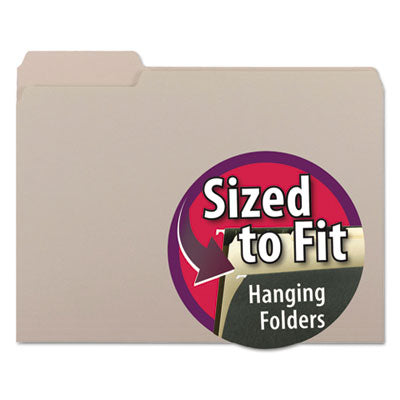 Smead™ Interior File Folders, 1/3-Cut Tabs: Assorted, Letter Size, 0.75" Expansion, Gray, 100/Box OrdermeInc OrdermeInc