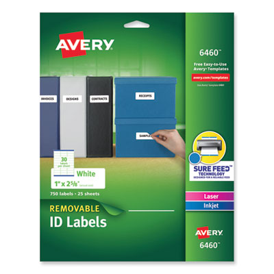 AVERY PRODUCTS CORPORATION Removable Multi-Use Labels, Inkjet/Laser Printers, 1 x 2.63, White, 30/Sheet, 25 Sheets/Pack