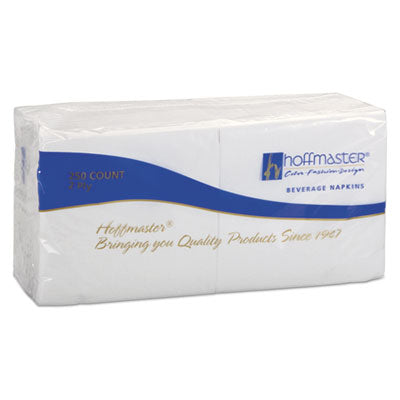 HOFFMASTER Beverage Napkins, 2-Ply 9 1/2 x 9 1/2, White, Embossed, 1000/Carton - OrdermeInc