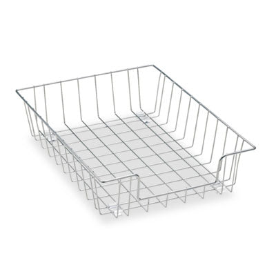 Fellowes® Wire Desk Tray Organizer, 1 Section, Letter Size Files, 10" x 14.13" x 3", Silver - OrdermeInc