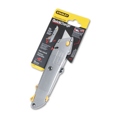 Quick-Change Utility Knife with Twine Cutter and (3) Retractable Blades, 6" Metal Handle, Gray, 6/Box OrdermeInc OrdermeInc