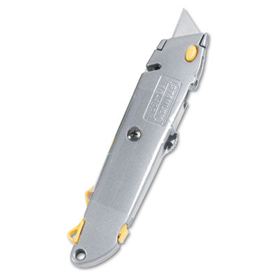Stanley® Quick-Change Utility Knife with Twine Cutter and (3) Retractable Blades, 6" Metal Handle, Gray
