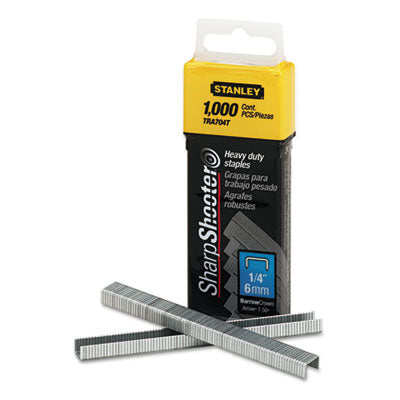 SharpShooter Heavy-Duty Tacker Staples, 0.25" Leg, 0.5" Crown, Steel, 1,000/Box OrdermeInc OrdermeInc