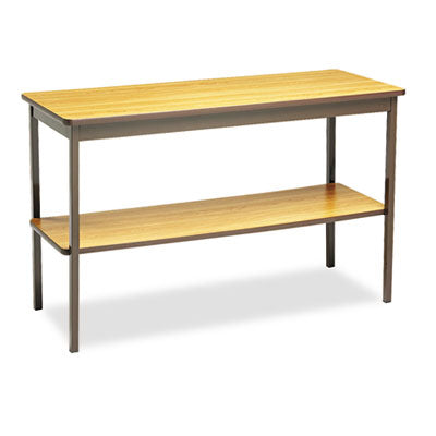 Utility Table with Bottom Shelf, Rectangular, 48w x 18d x 30h, Oak/Brown OrdermeInc OrdermeInc