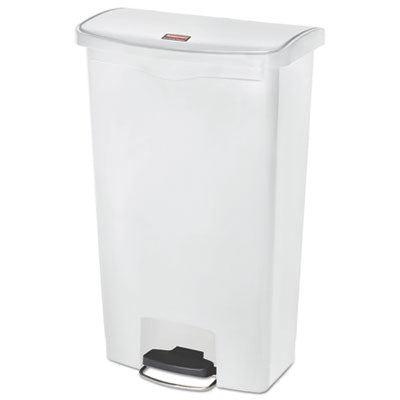 Rubbermaid® Commercial Slim Jim Streamline Resin Step-On Container, Front Step Style, 18 gal, Polyethylene, White OrdermeInc OrdermeInc