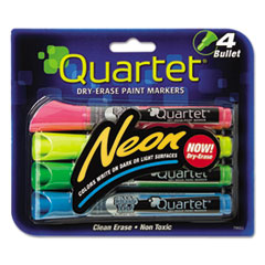 QUARTET MFG. Neon Dry Erase Marker Set, Broad Bullet Tip, Assorted Colors, 4/Set - OrdermeInc