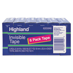 Invisible Permanent Mending Tape, 1" Core, 0.75" x 83.33 ft, Clear, 6/Pack - OrdermeInc