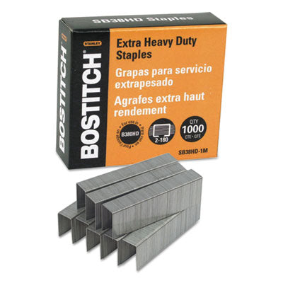 Bostitch® Heavy-Duty Premium Staples, 0.88" Leg, 0.5" Crown, Steel, 1,000/Box - OrdermeInc