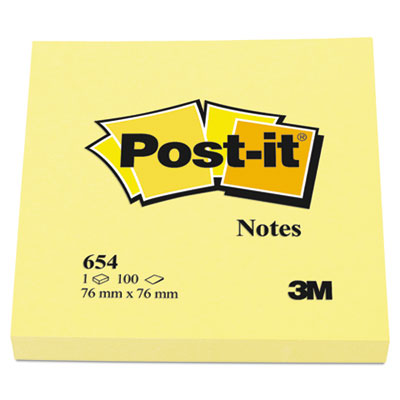 3M/COMMERCIAL TAPE DIV. Original Pads in Canary Yellow, 3" x 3", 100 Sheets/Pad, 12 Pads/Pack