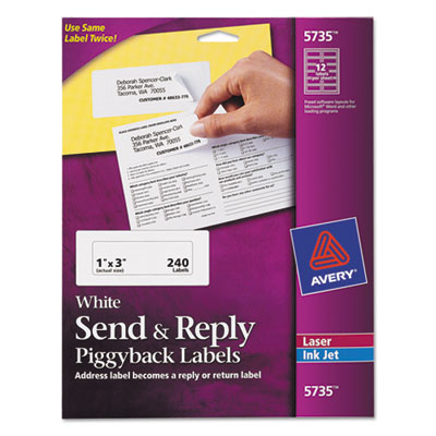 Send and Reply Piggyback Labels, Inkjet/Laser Printers, 1.63 x 4, White, 12/Sheet, 20 Sheets/Pack OrdermeInc OrdermeInc