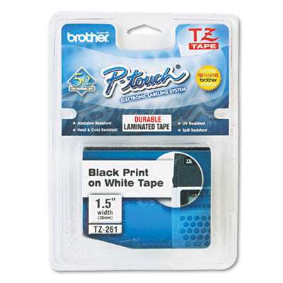 TZe Standard Adhesive Laminated Labeling Tape, 1.4" x 26.2 ft, Black on White OrdermeInc OrdermeInc