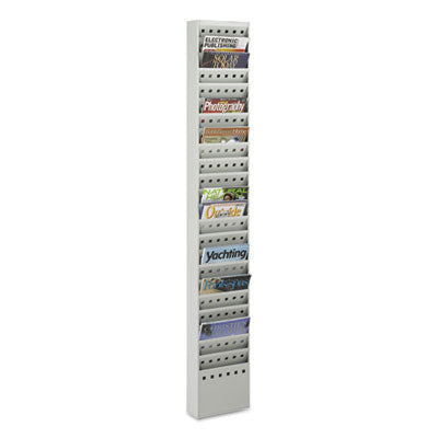 Steel Magazine Rack, 23 Compartments, 10w x 4d x 65.5h, Gray OrdermeInc OrdermeInc