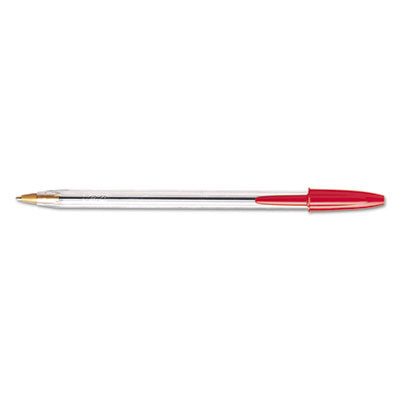 BIC CORP. Cristal Xtra Smooth Ballpoint Pen, Stick, Medium 1 mm, Red Ink, Clear Barrel, Dozen