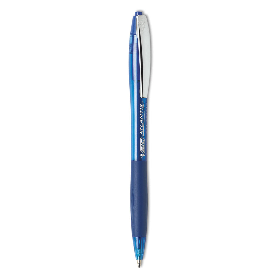 BIC CORP. GLIDE Ballpoint Pen, Retractable, Medium 1 mm, Blue Ink, Translucent Blue/Blue Barrel, Dozen