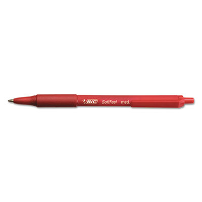 BIC CORP. Soft Feel Ballpoint Pen, Retractable, Medium 1 mm, Red Ink, Red Barrel, Dozen