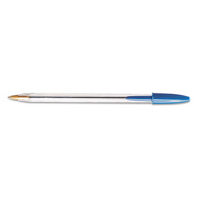 BIC CORP. Cristal Xtra Smooth Ballpoint Pen, Stick, Medium 1 mm, Blue Ink, Clear Barrel, Dozen